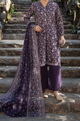 NUSL3219 Printed Cambric Suit - Unstitched 3Pc